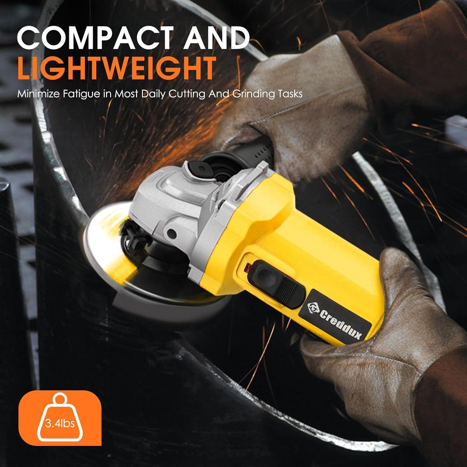 Amoladora Angular Creddux 4.5" 900W con Ruedas y Discos