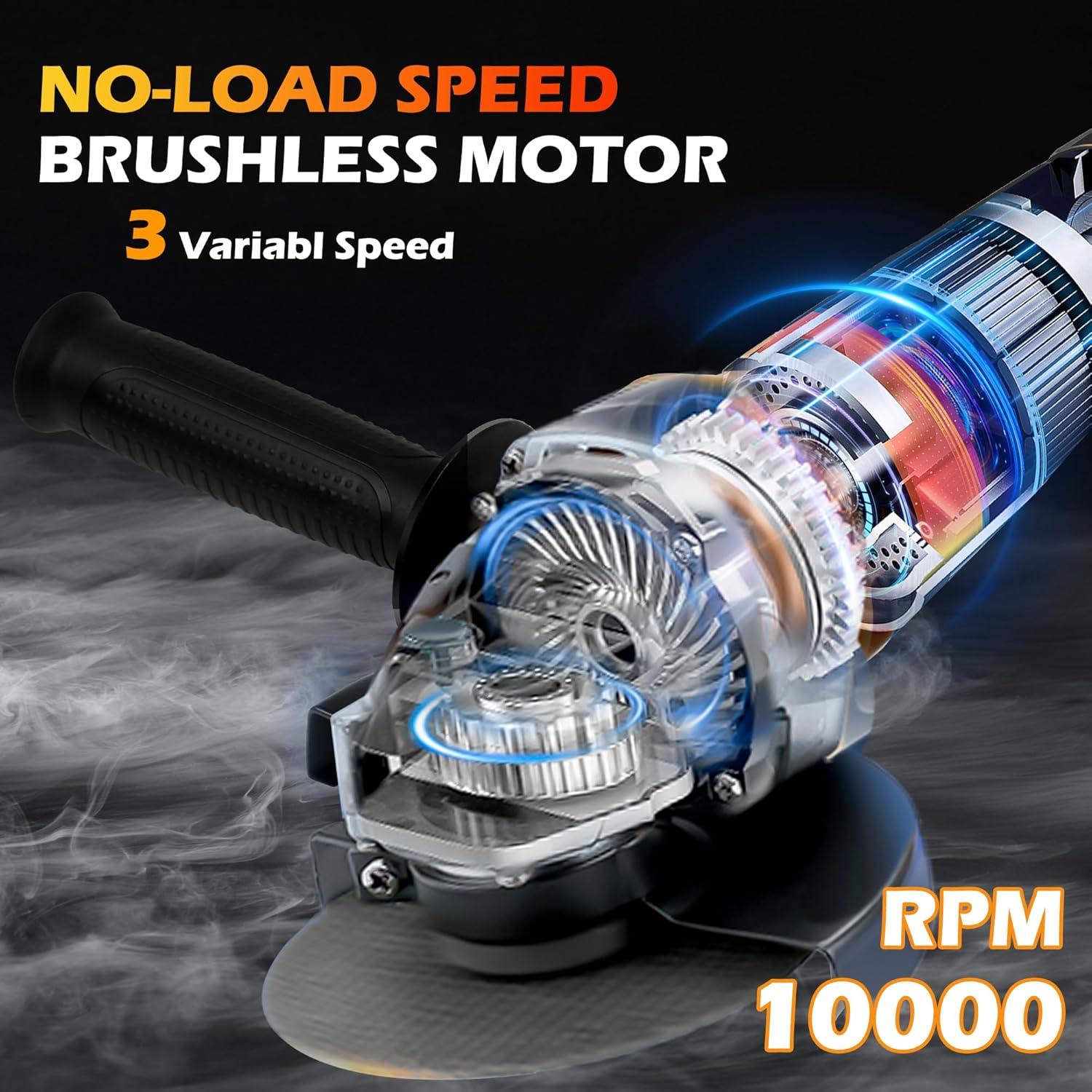 Amoladora Angular Srhvfuyr 20V Sin Batería 4-1/2" 3 Velocidades