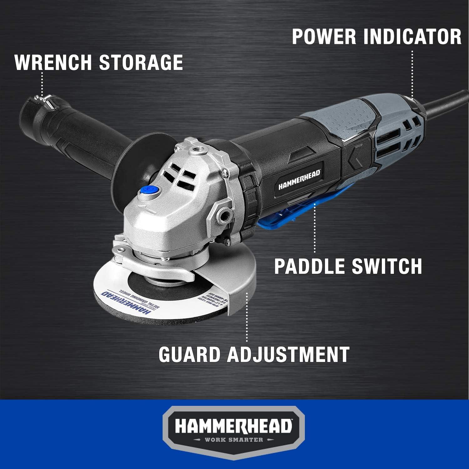 Amoladora Angular Hammerhead 6A 11,43cm 3 Discos Lijado