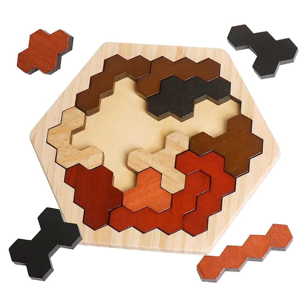 Rompecabezas Hexagonal de Madera Skrtuan 16 Piezas Educativo