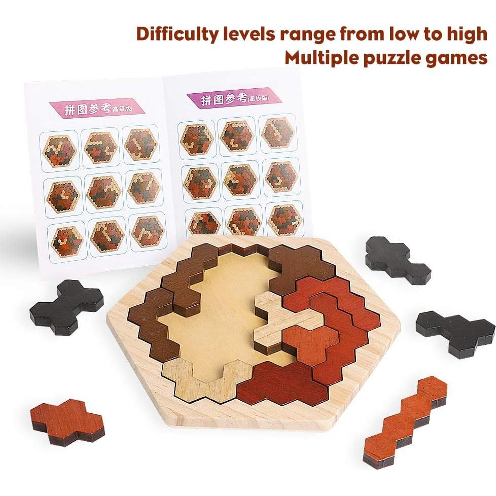 Rompecabezas Hexagonal de Madera Skrtuan 16 Piezas Educativo