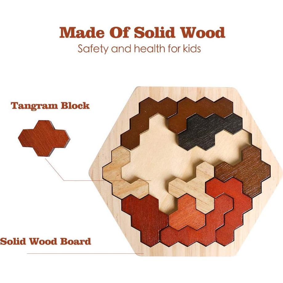 Rompecabezas Hexagonal de Madera Skrtuan 16 Piezas Educativo