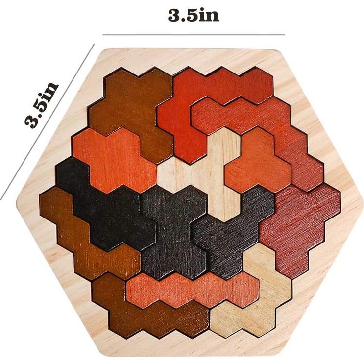 Rompecabezas Hexagonal de Madera Skrtuan 16 Piezas Educativo