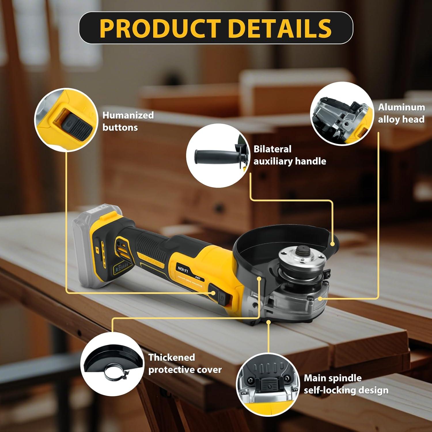 Amoladora Angular DeWalt 20V 500W 4.9" Sin Cable