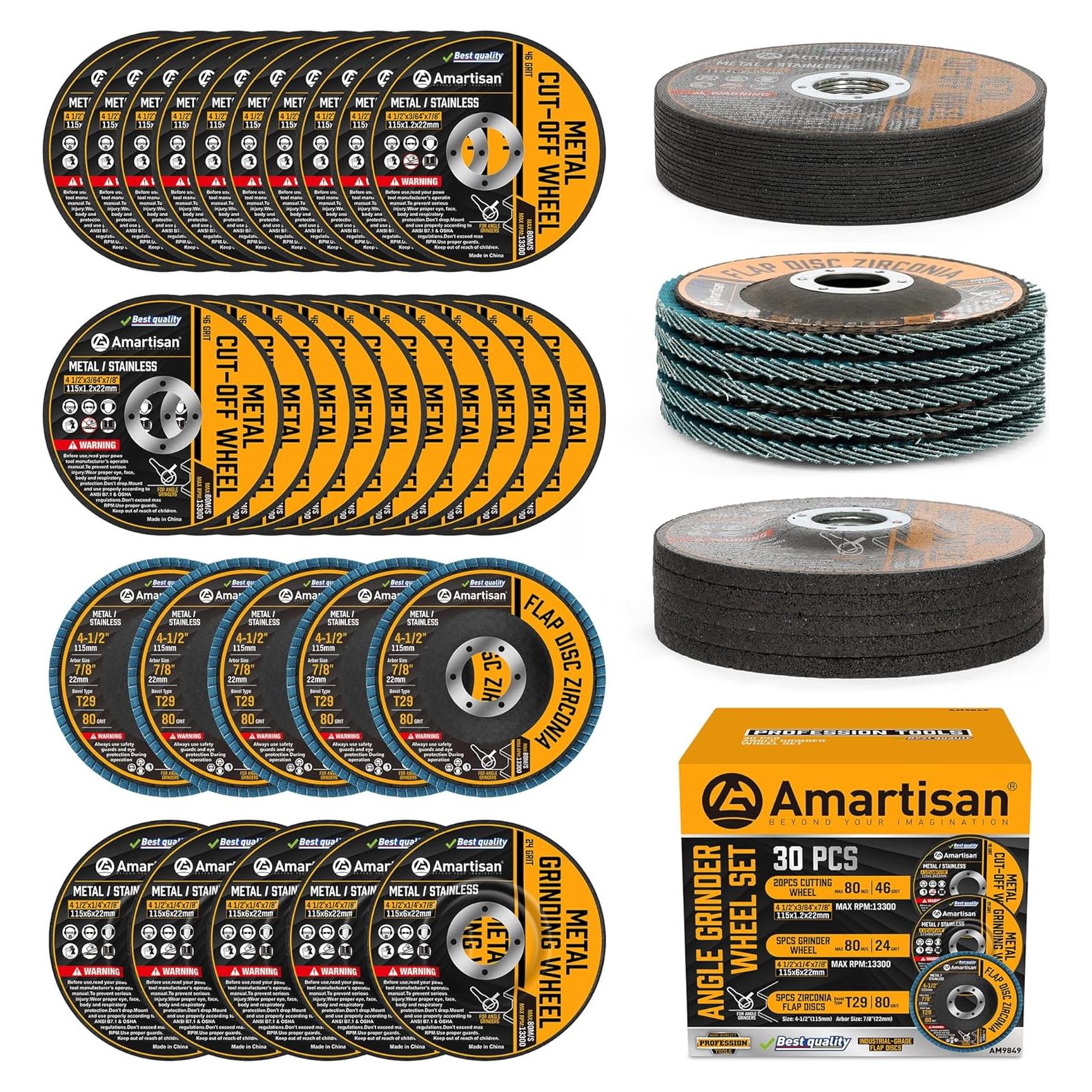 Paquete de 30 Ruedas de Esmeril Angular Amartisan 4.5"