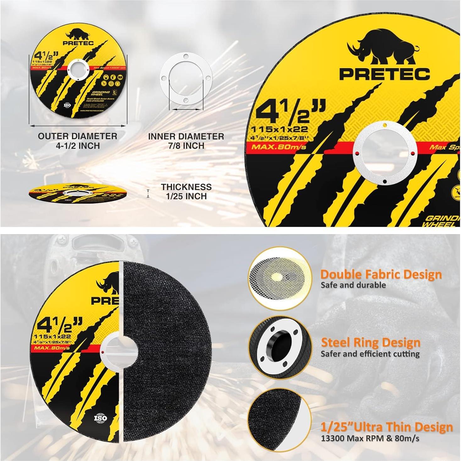 Discos de Corte 115mm PRETEC 27 Piezas para Metal