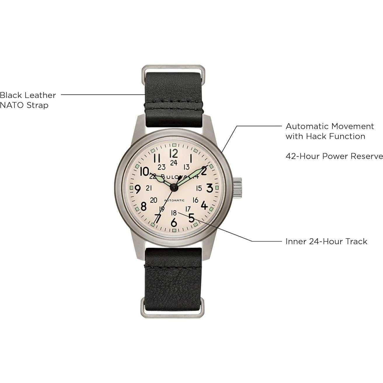 Reloj Automático Bulova Heritage Militar Hombre Acero Inoxidable