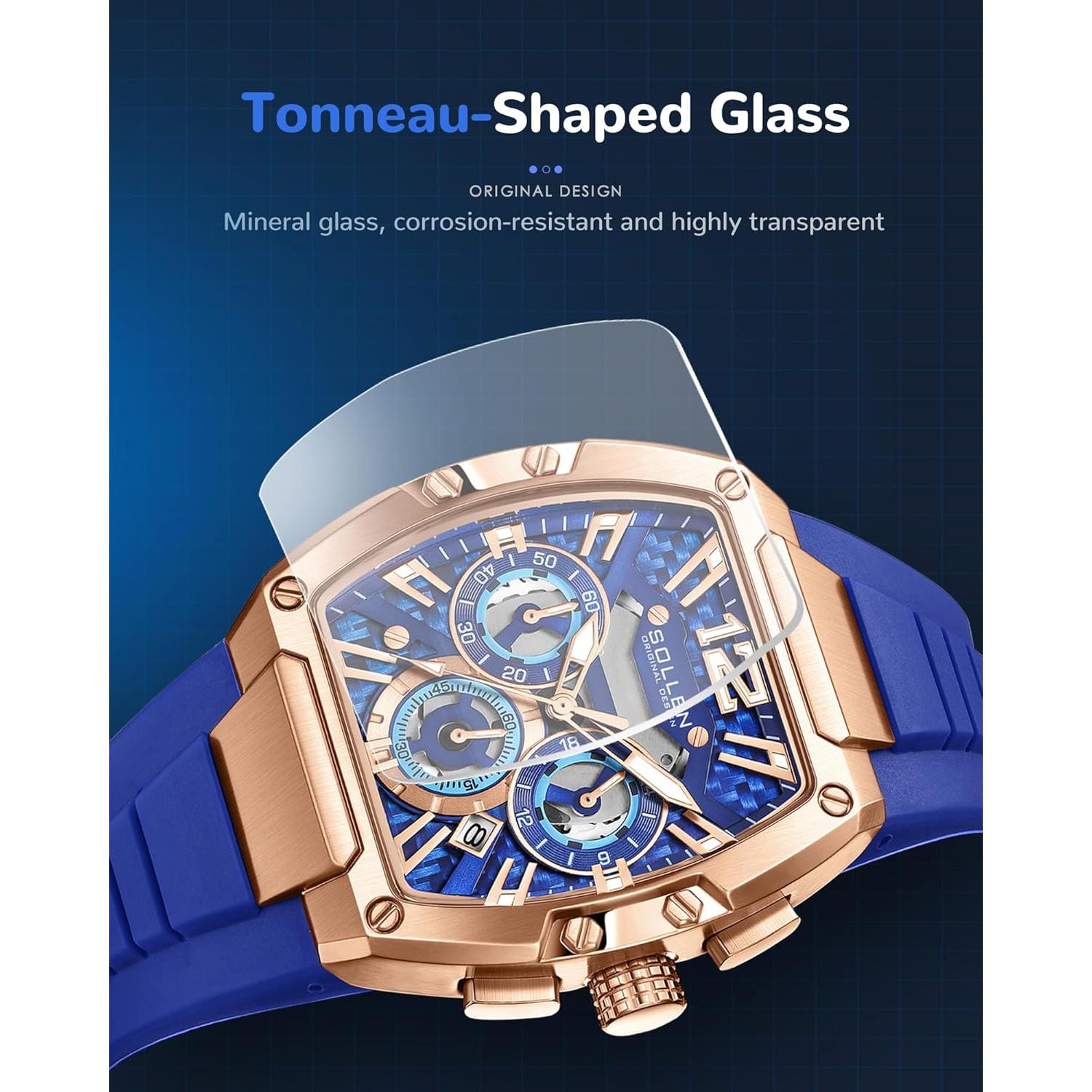 Reloj de Pulsera Cronógrafo SOLLEN para Hombre Azul 40x50mm