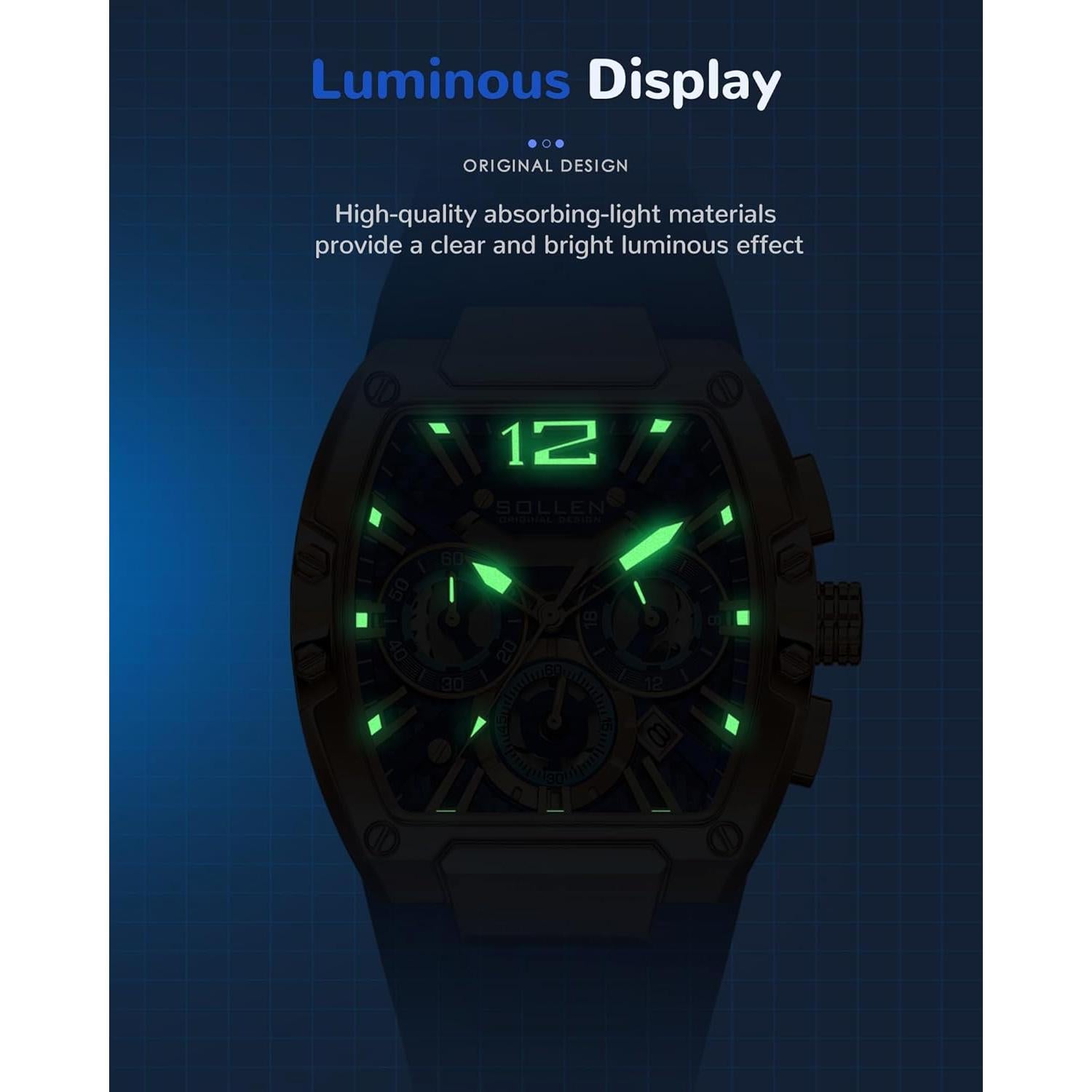 Reloj de Pulsera Cronógrafo SOLLEN para Hombre Azul 40x50mm