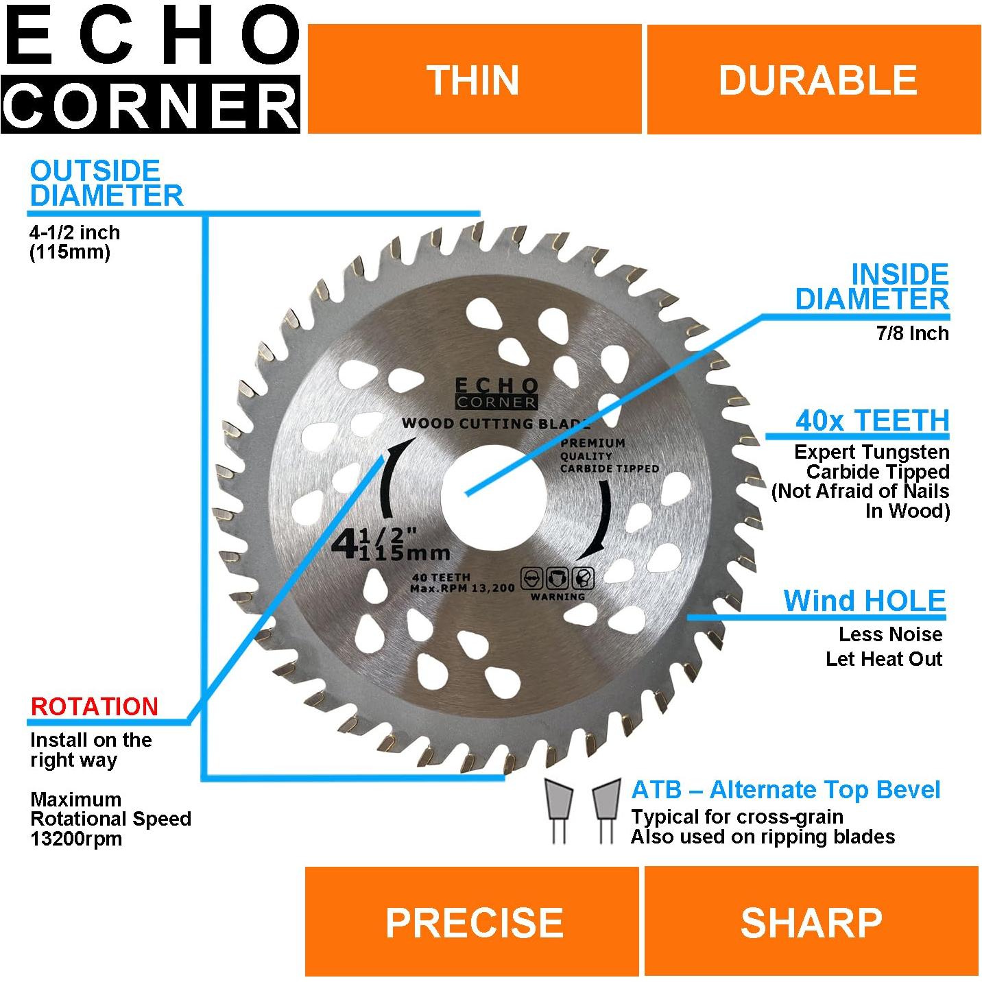 Paquete de 2 Hojas de Sierra Echo Corner 40T Corte Fino