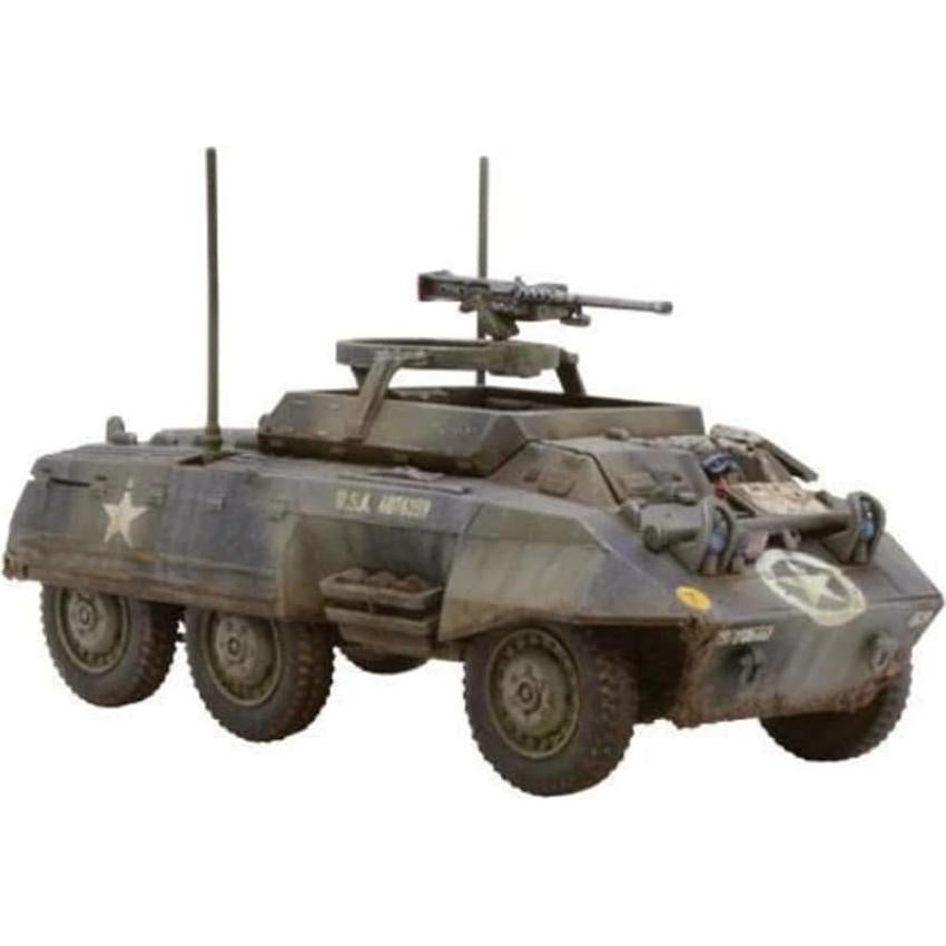 Warlord Bolt Action American M8/M20 Greyhound Scout Car 1:56 Tabletop Miniatures - Plastic Paintable Miniature WWII Soldiers Set, Unpainted Table Top 28mm Military Minifigures for Adults - Gaming Pack