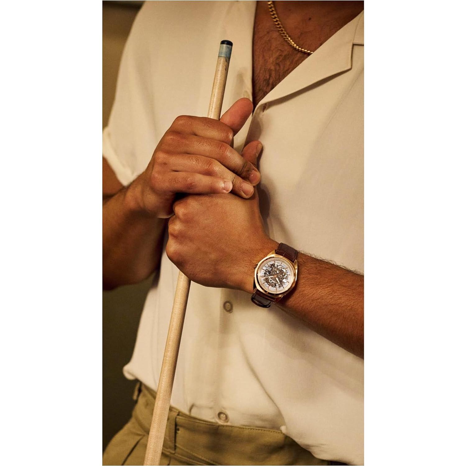 Reloj Clásico Automático Bulova 97A175 Hombre 41mm Cuero Negro