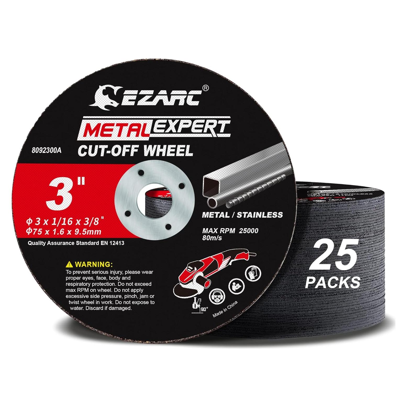 Ruedas de Corte EZARC 3" x 3/8" Paquete de 25 para Metal
