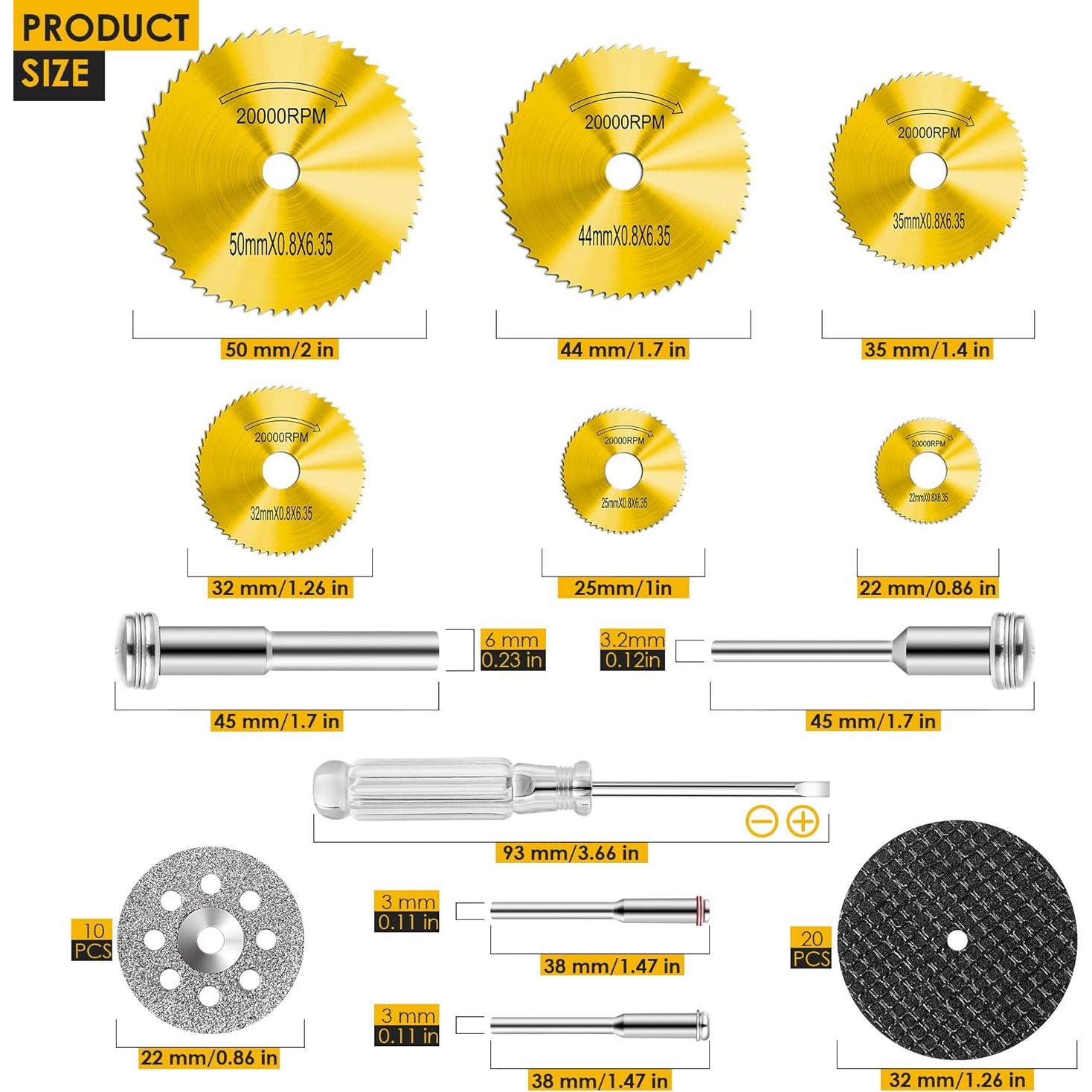 Juego de 44 Piezas de Ruedas de Corte Kuenuilr Doradas