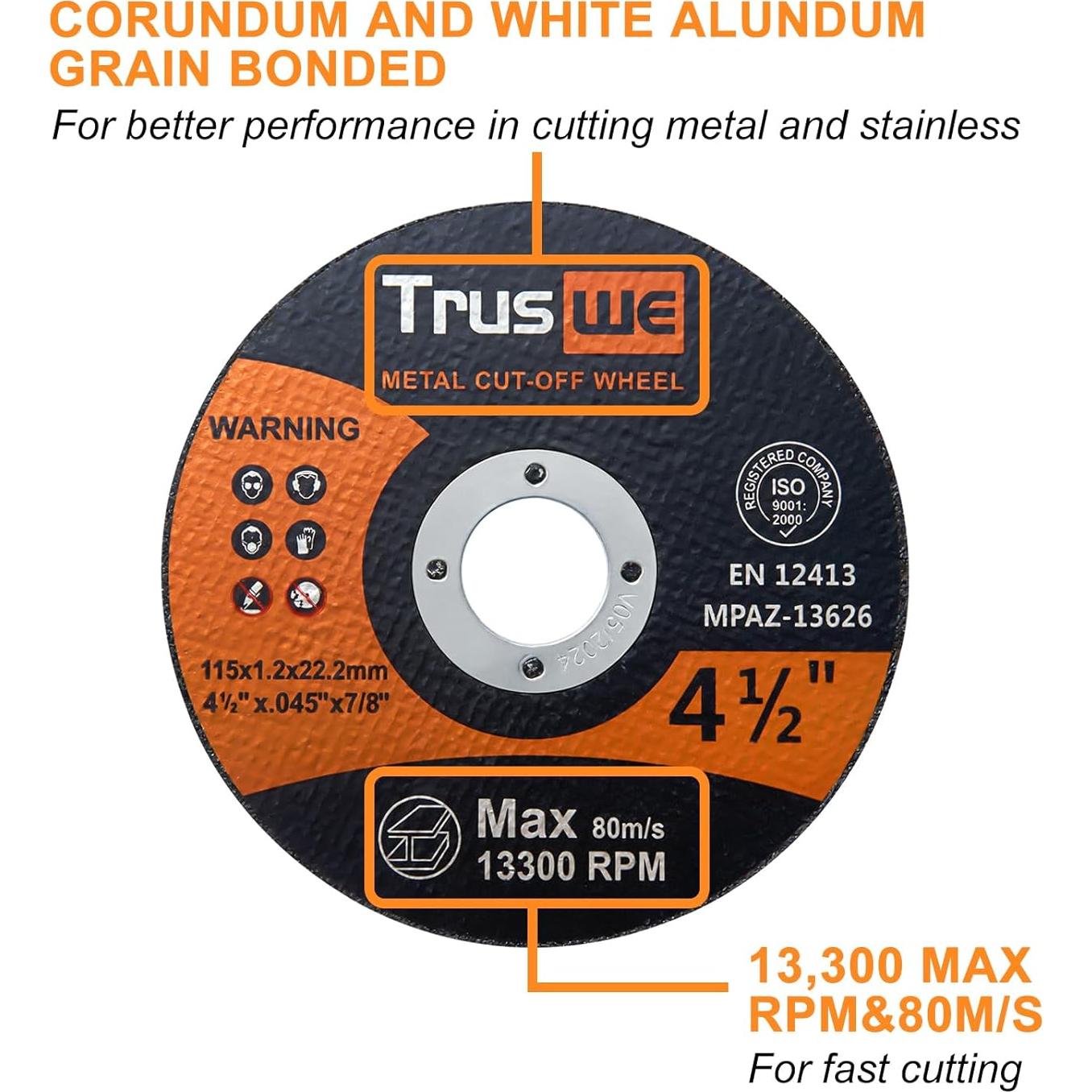 Discos de Corte 115mm Truswe Paquete de 50 para Metal