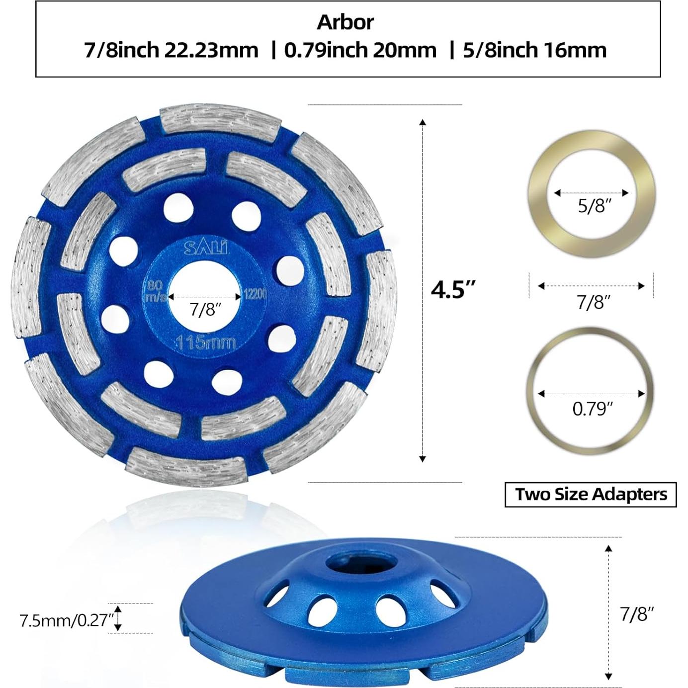 Rueda de Pulido SALI 11.43 cm Doble Fila para Concreto