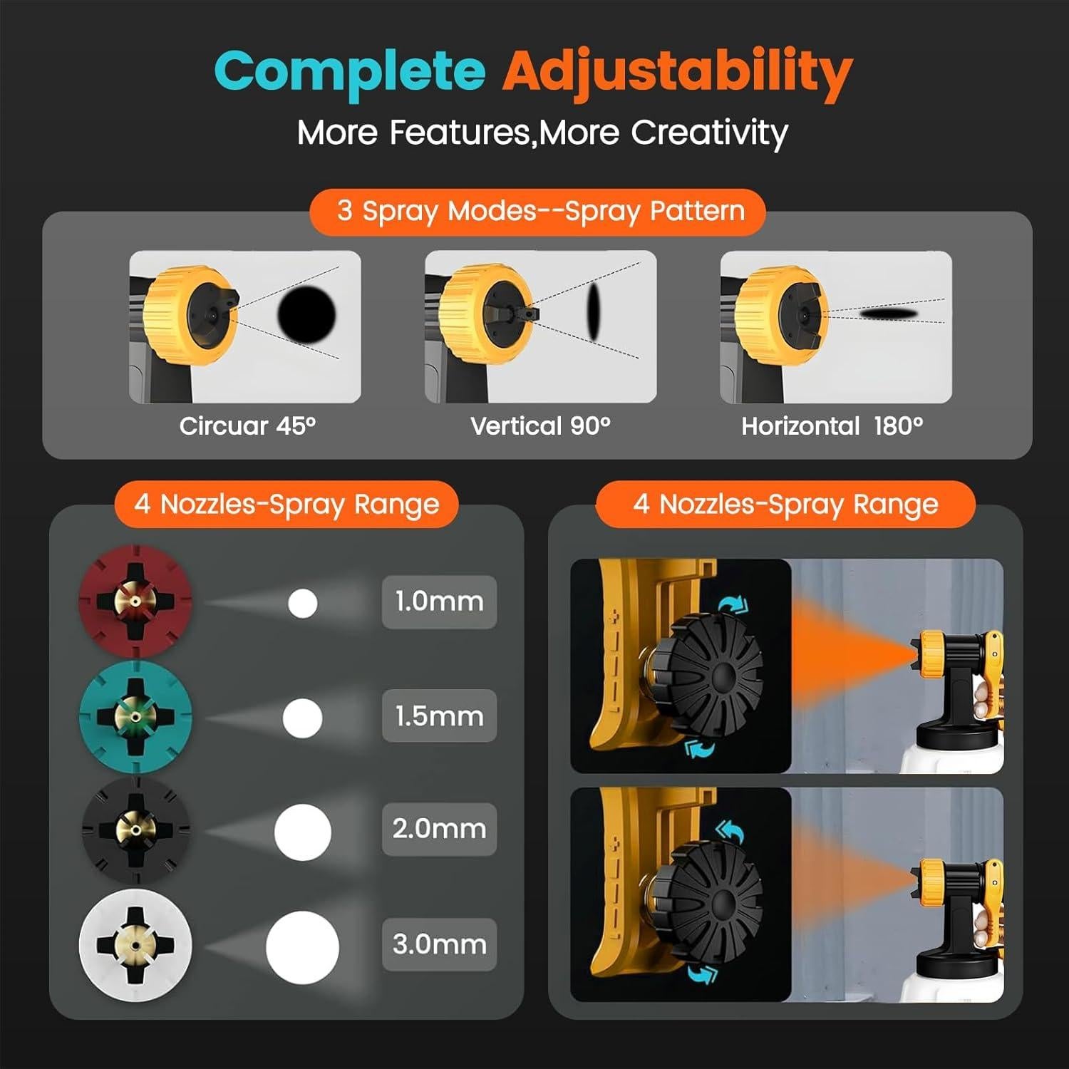 Pulverizador de pintura Mosamart M 1000W 1200ml 4 boquillas