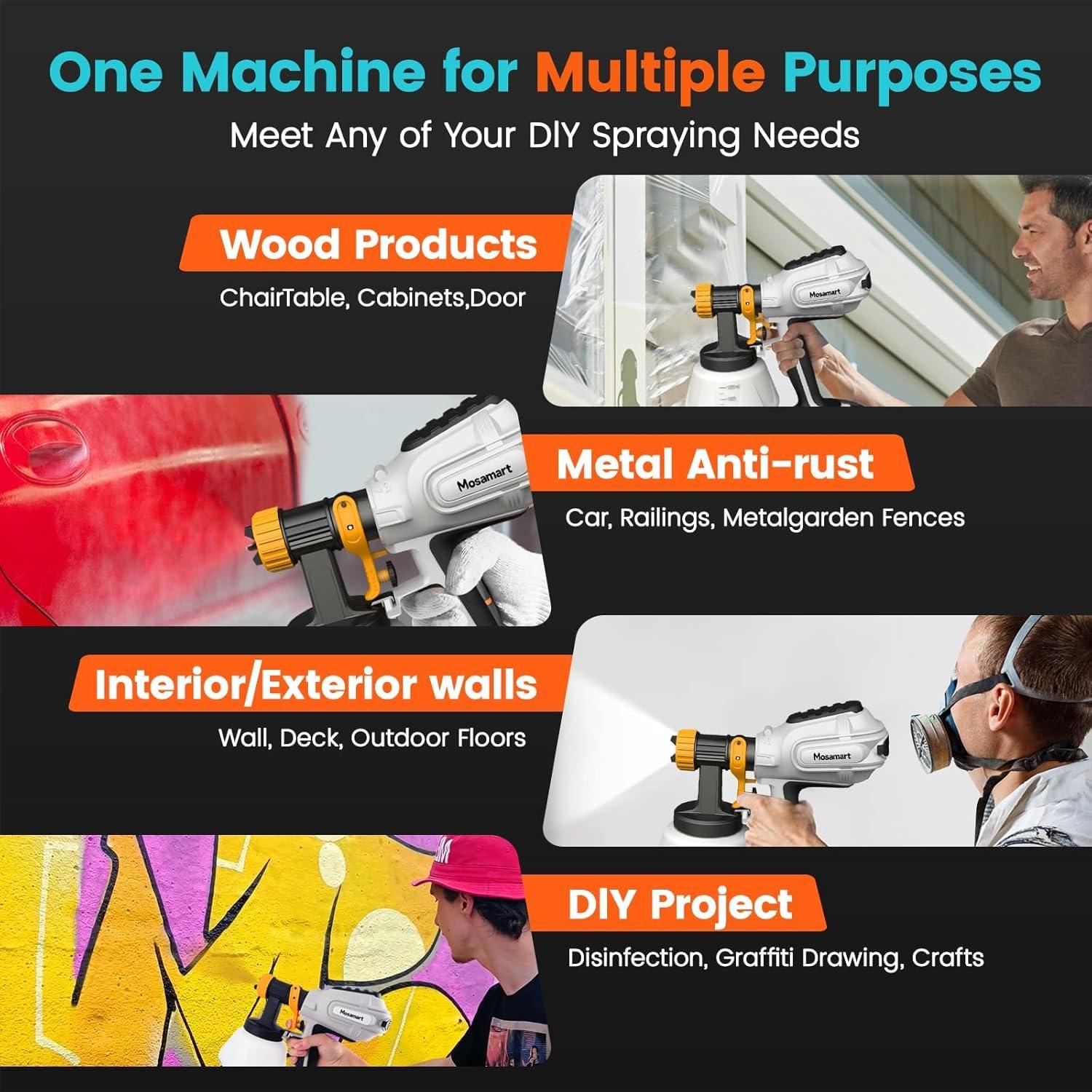 Pulverizador de pintura Mosamart M 1000W 1200ml 4 boquillas