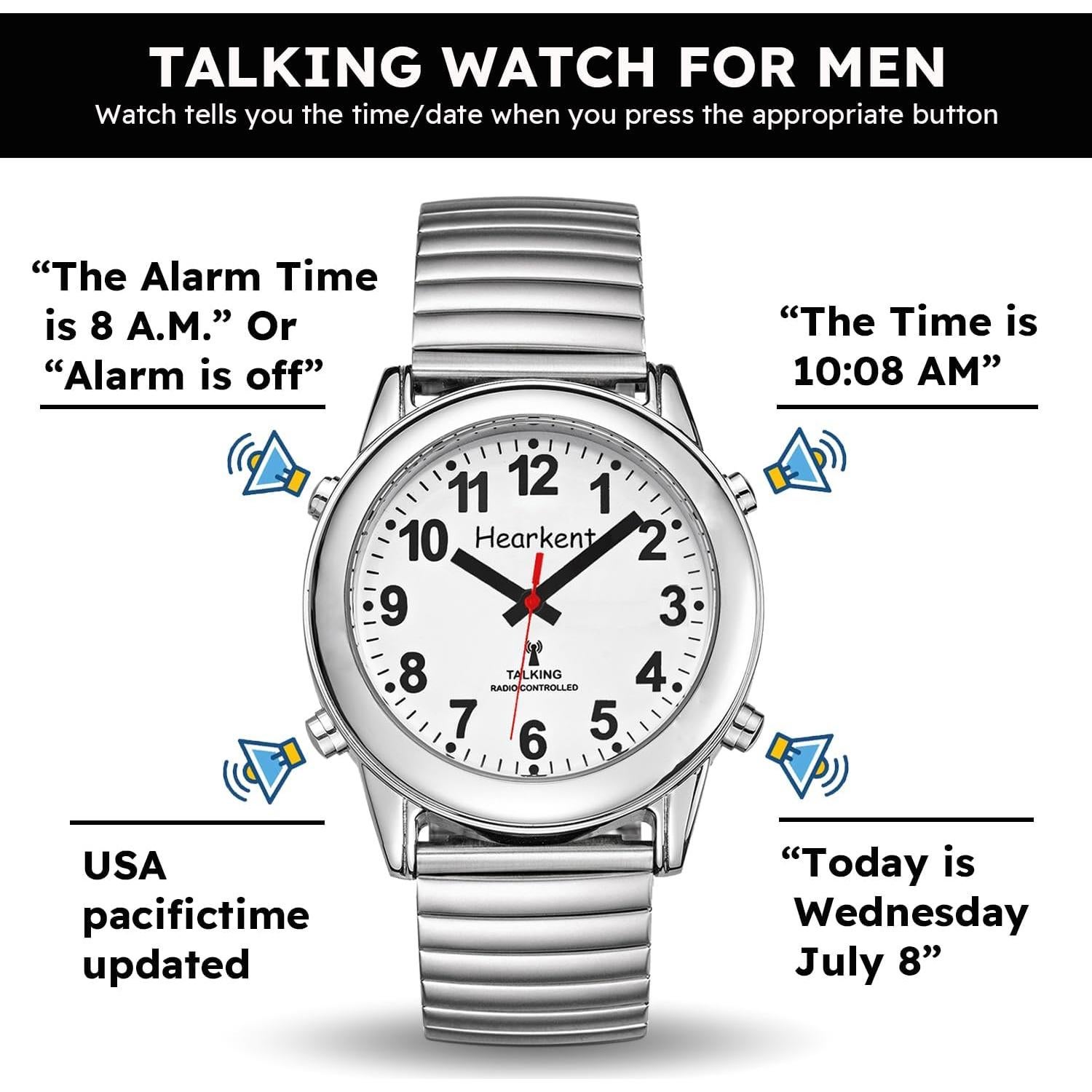 Reloj Hablante O.TAGE TG2108 Plata para Baja Visión