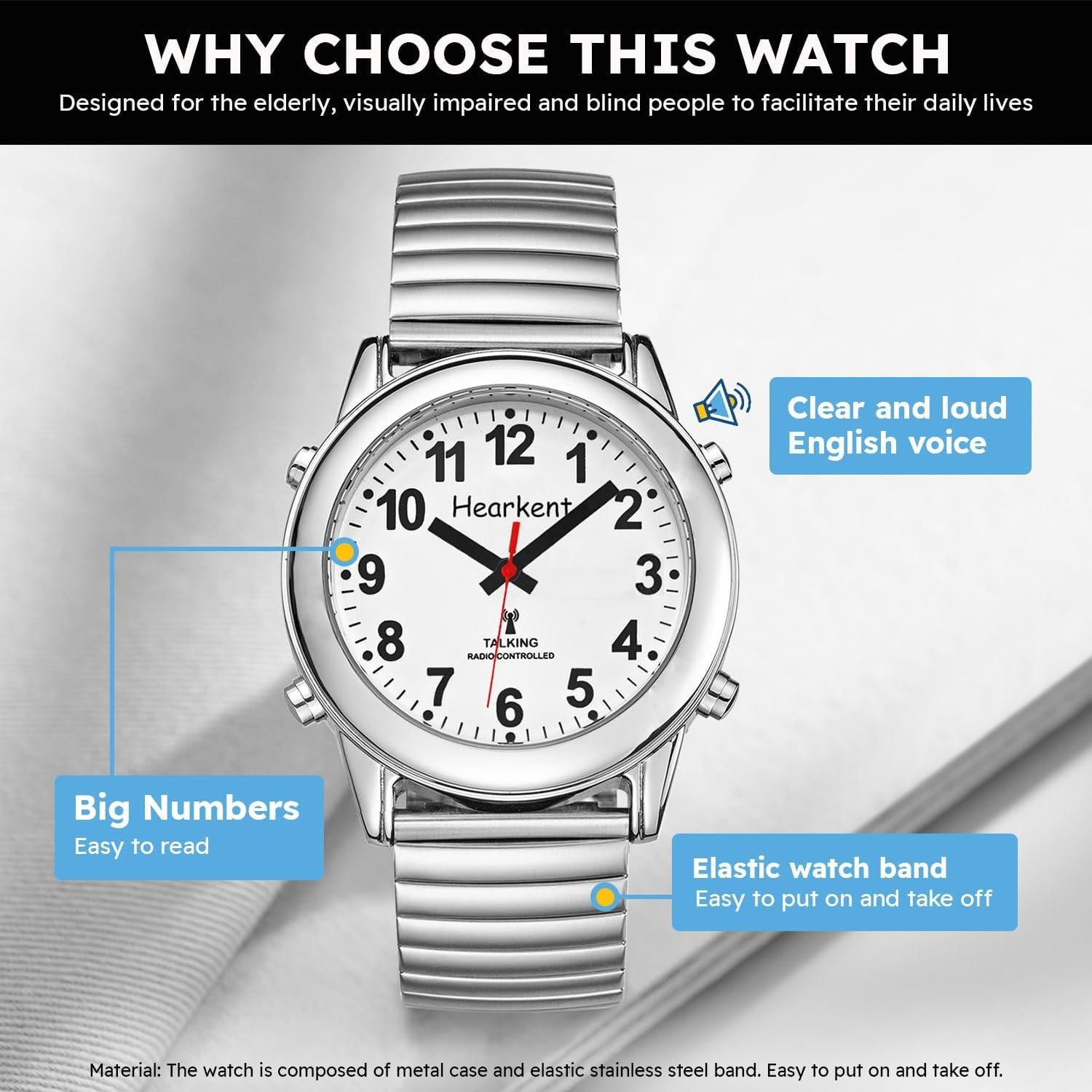 Reloj Hablante O.TAGE TG2108 Plata para Baja Visión