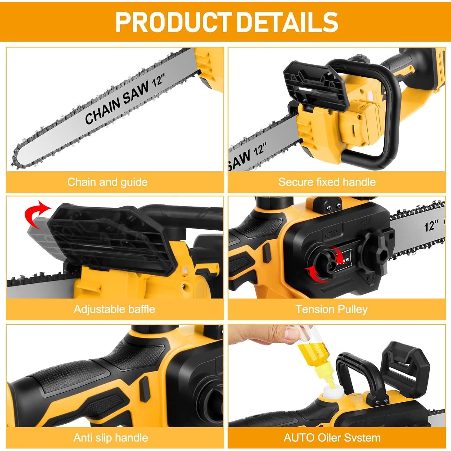 Motosierra eléctrica Birstlye 12" sin escobillas 1000W