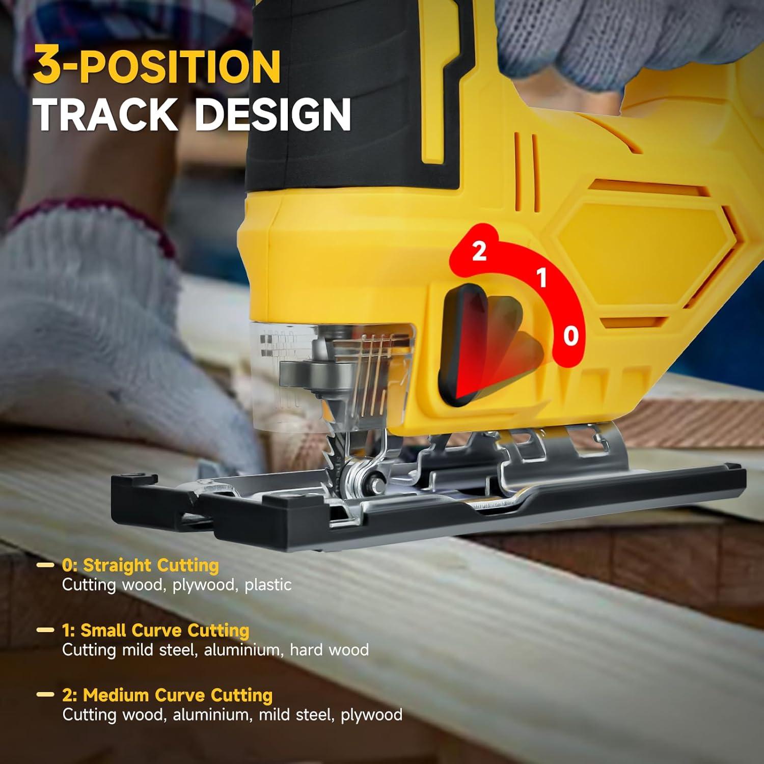 Sierra de calar inalámbrica LouSdZoke 20V, 3 posiciones orbitales