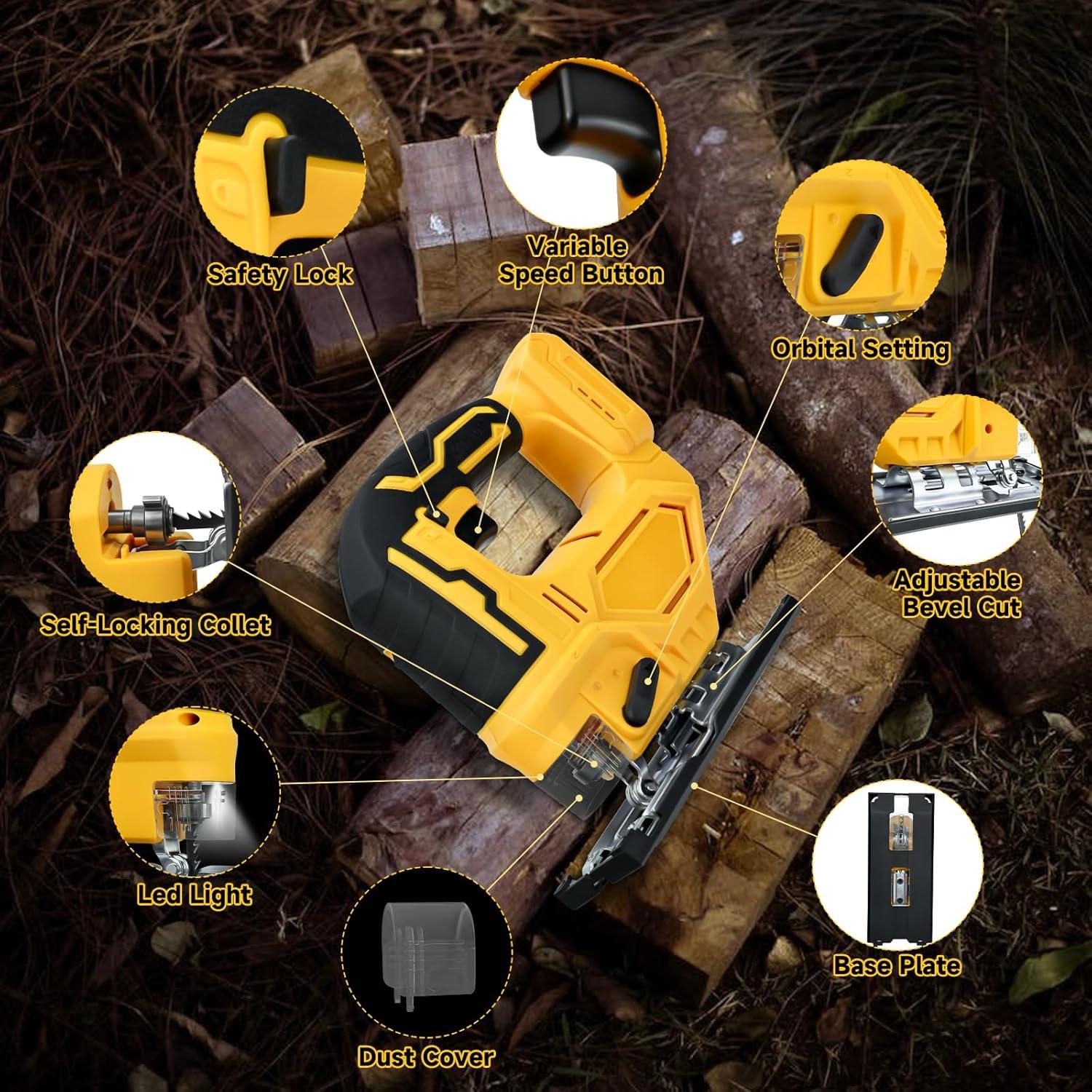 Sierra de calar inalámbrica LouSdZoke 20V, 3 posiciones orbitales