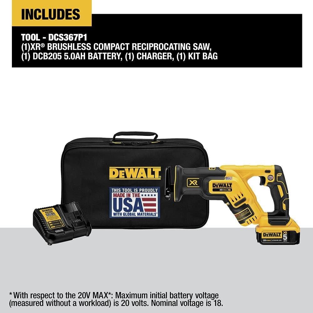 Sierra Recíproca DEWALT 20V MAX DCS367P1 Compacta Inalámbrica