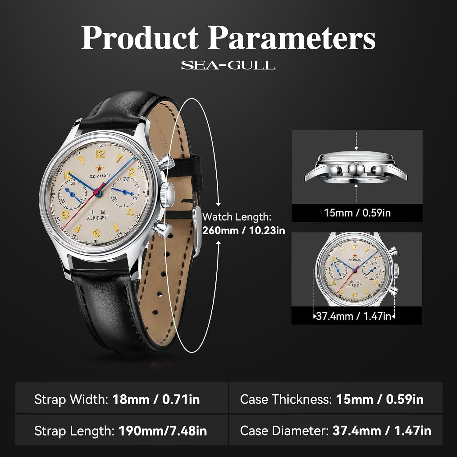 Reloj Mecánico Cronógrafo Aviación Sea-Gull 1963 Hombre