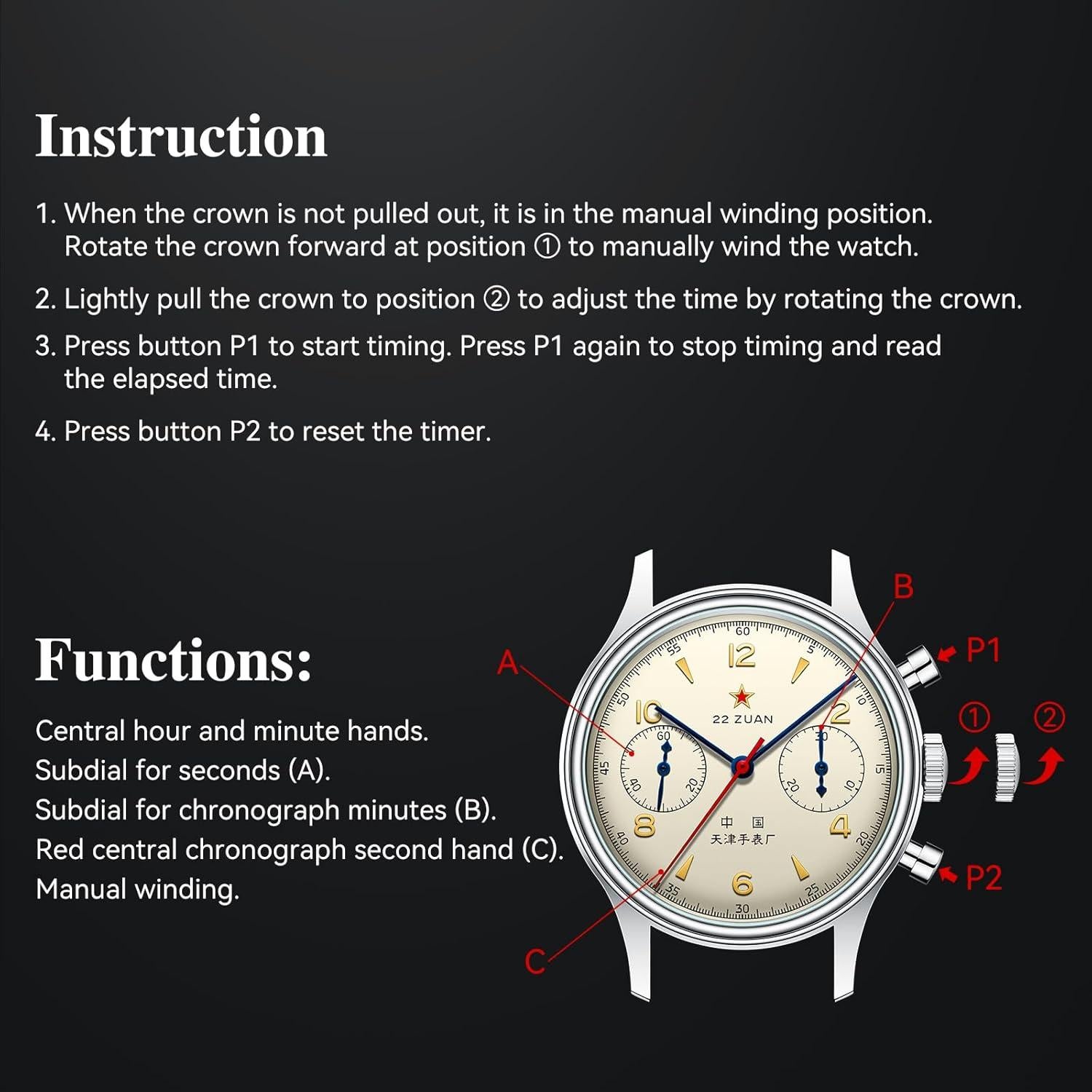 Reloj Mecánico Cronógrafo Aviación Sea-Gull 1963 Hombre