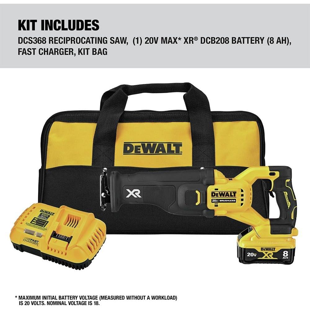 Sierra Recíproca DEWALT 20V MAX XR DCS368 con Batería 8Ah