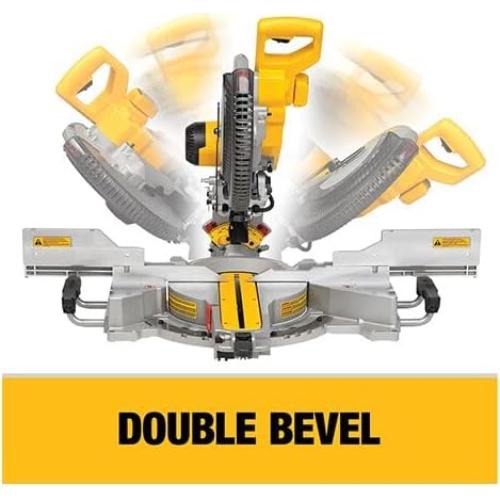 Miter Saw, 12 Inch, 15 Amp, 3,800 RPM, Double Bevel Capacity, With Sliding Compound, Corded With Miter Saw Stand (DWS780 + DWX724)