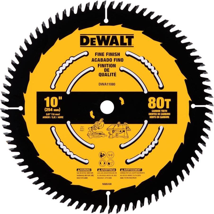 Sierra de mesa DEWALT 25,4 cm 80 dientes acabado fino