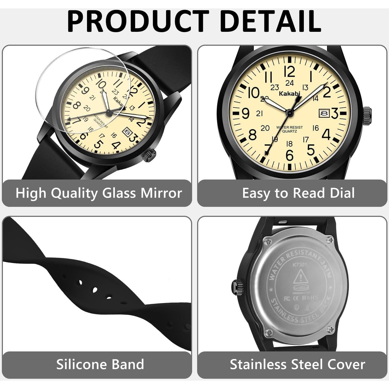 Reloj Analógico Deportivo Militar Unisex Kakabi K7301B 39mm