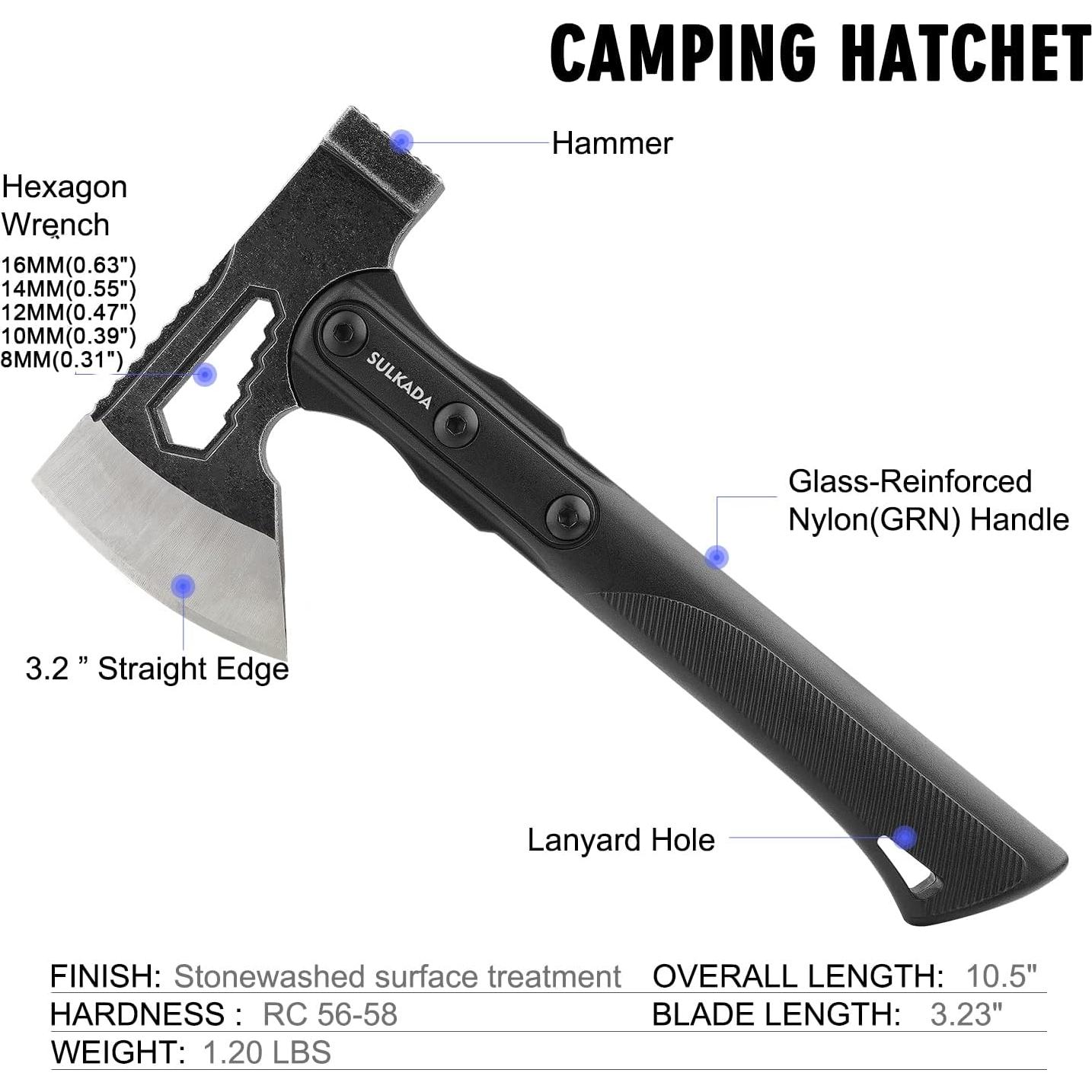 Hacha de Camping SULKADA 26.67 cm Acero Inoxidable Antideslizante