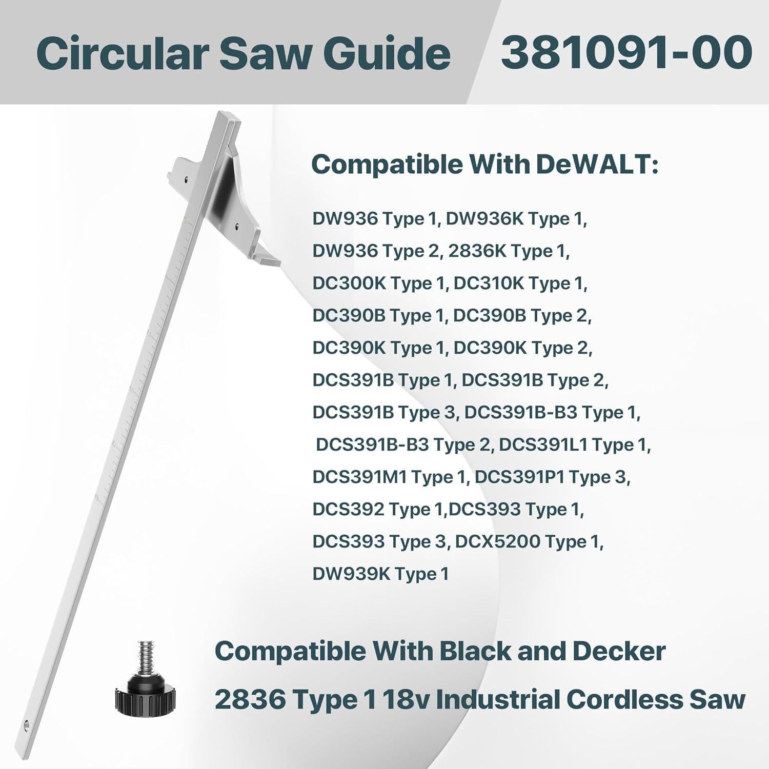 Guía de sierra circular DeWalt 381091-00 - Compatible con DC390K y más