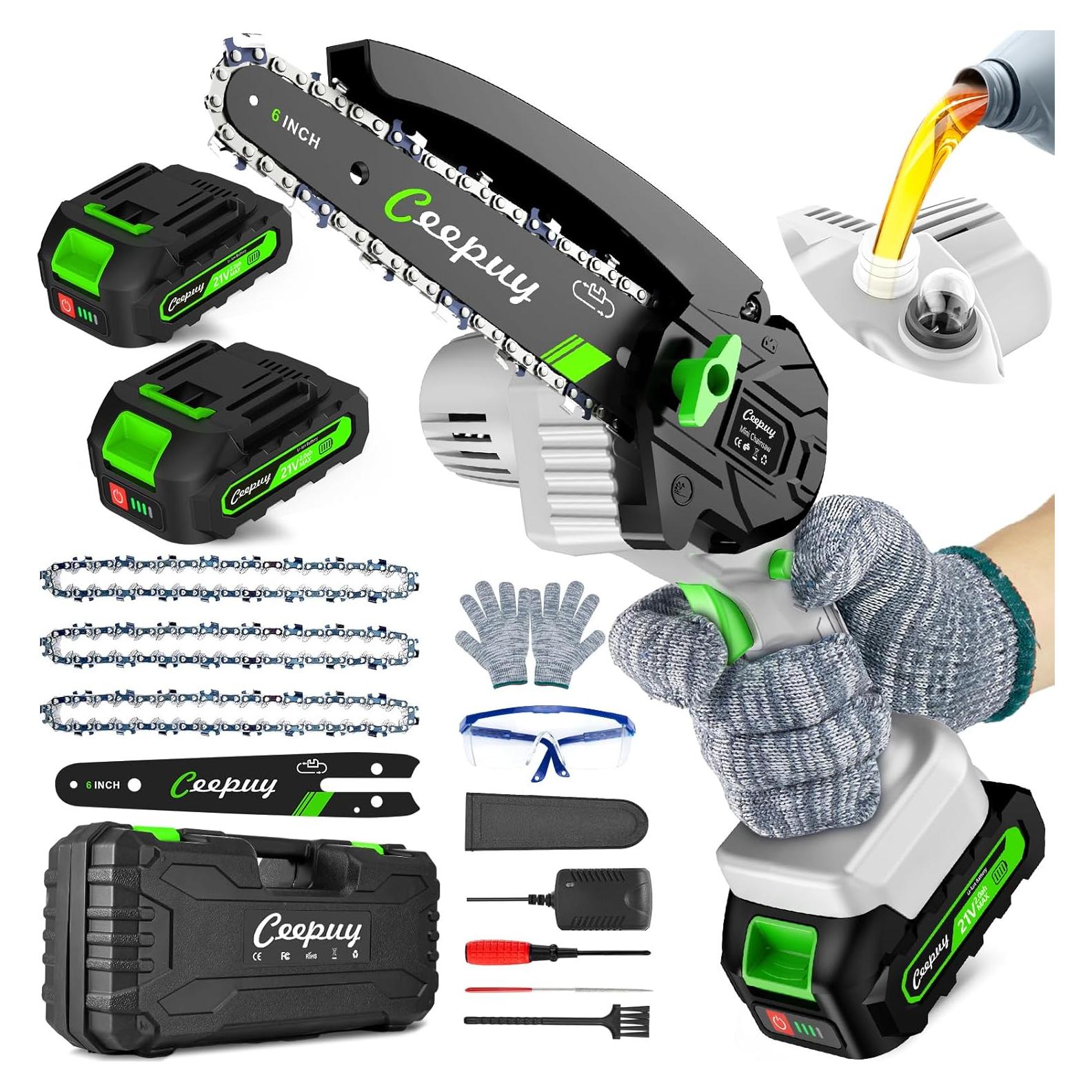 Motosierra Mini Inalámbrica Ceepuy 6" 880W 2 Baterías