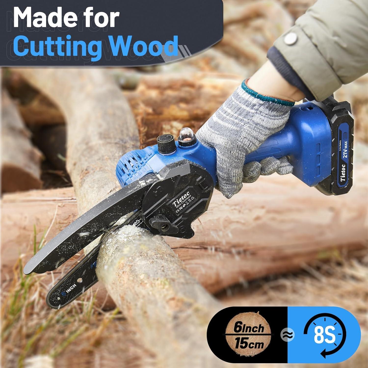 Motosierra Mini Tietoc 15 cm Inalámbrica con 2 Baterías