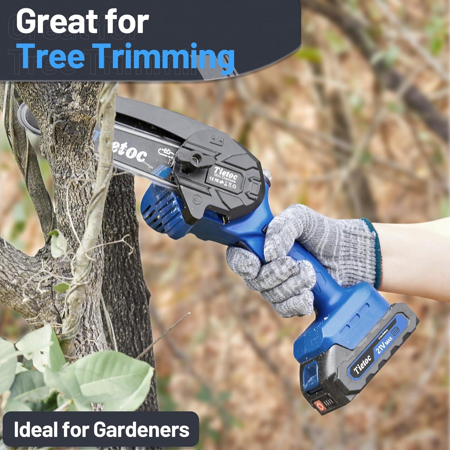 Motosierra Mini Tietoc 15 cm Inalámbrica con 2 Baterías