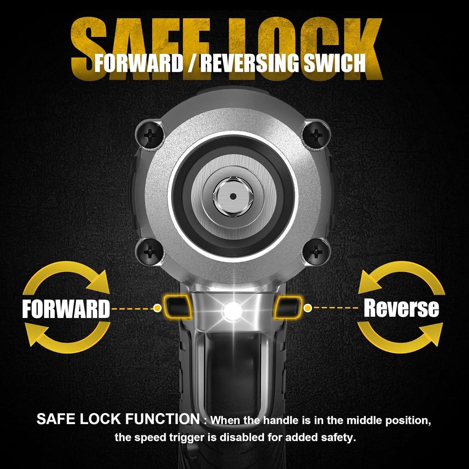 Llave de impacto inalámbrica Cerycose 3/8" 340N.m LED