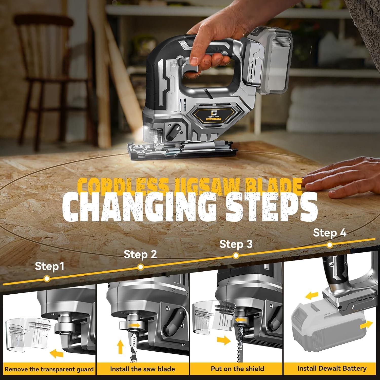 Sierra de calar inalámbrica Cerycose 20V 2900 RPM con LED