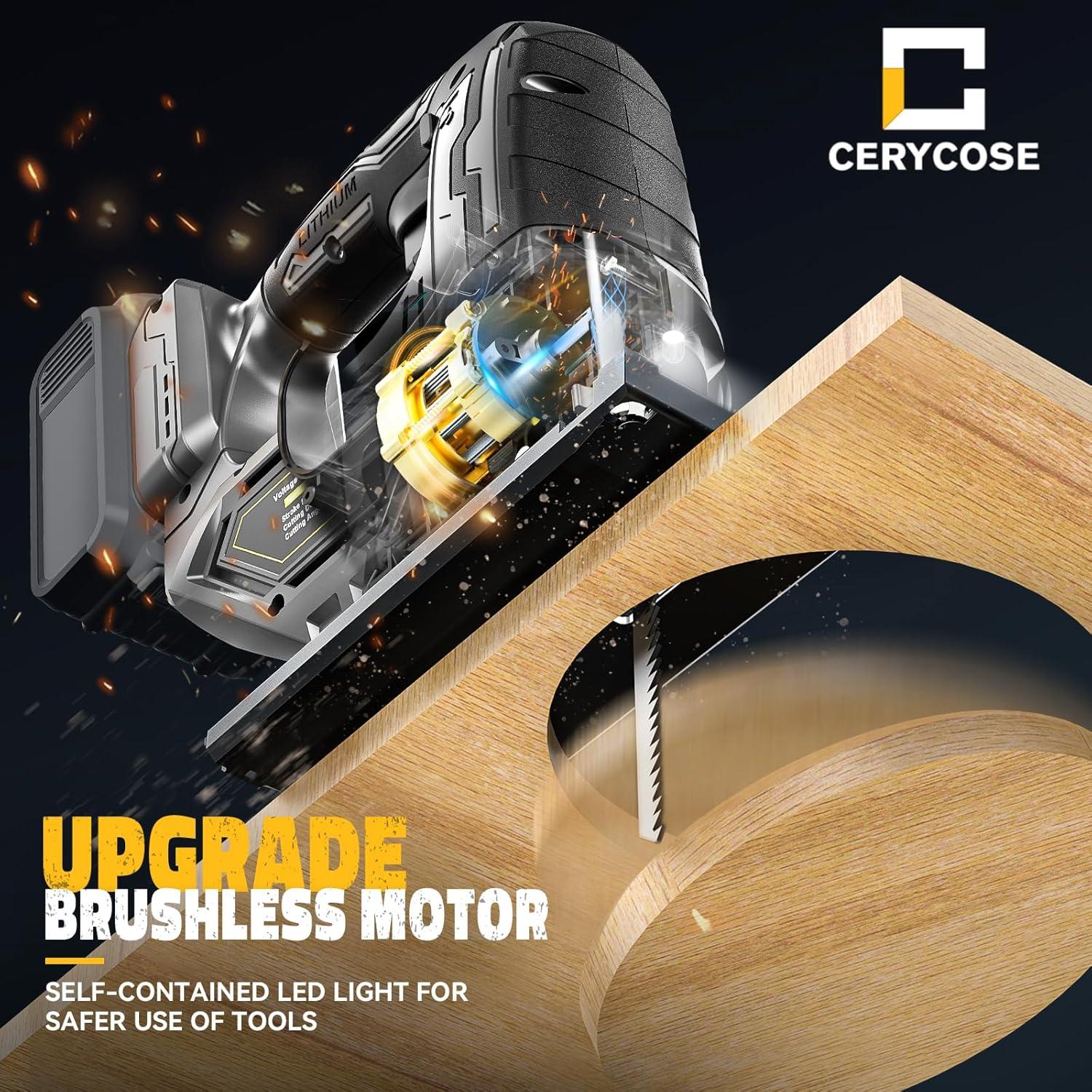 Sierra de calar inalámbrica Cerycose 20V 2900 RPM con LED