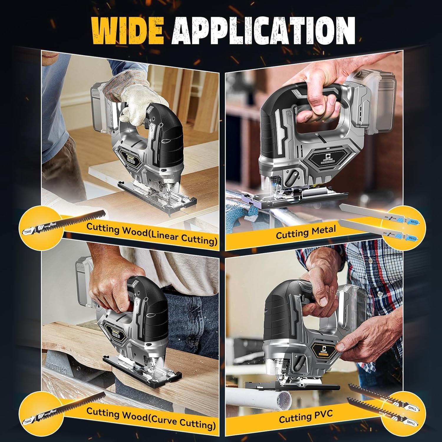 Sierra de calar inalámbrica Cerycose 20V 2900 RPM con LED