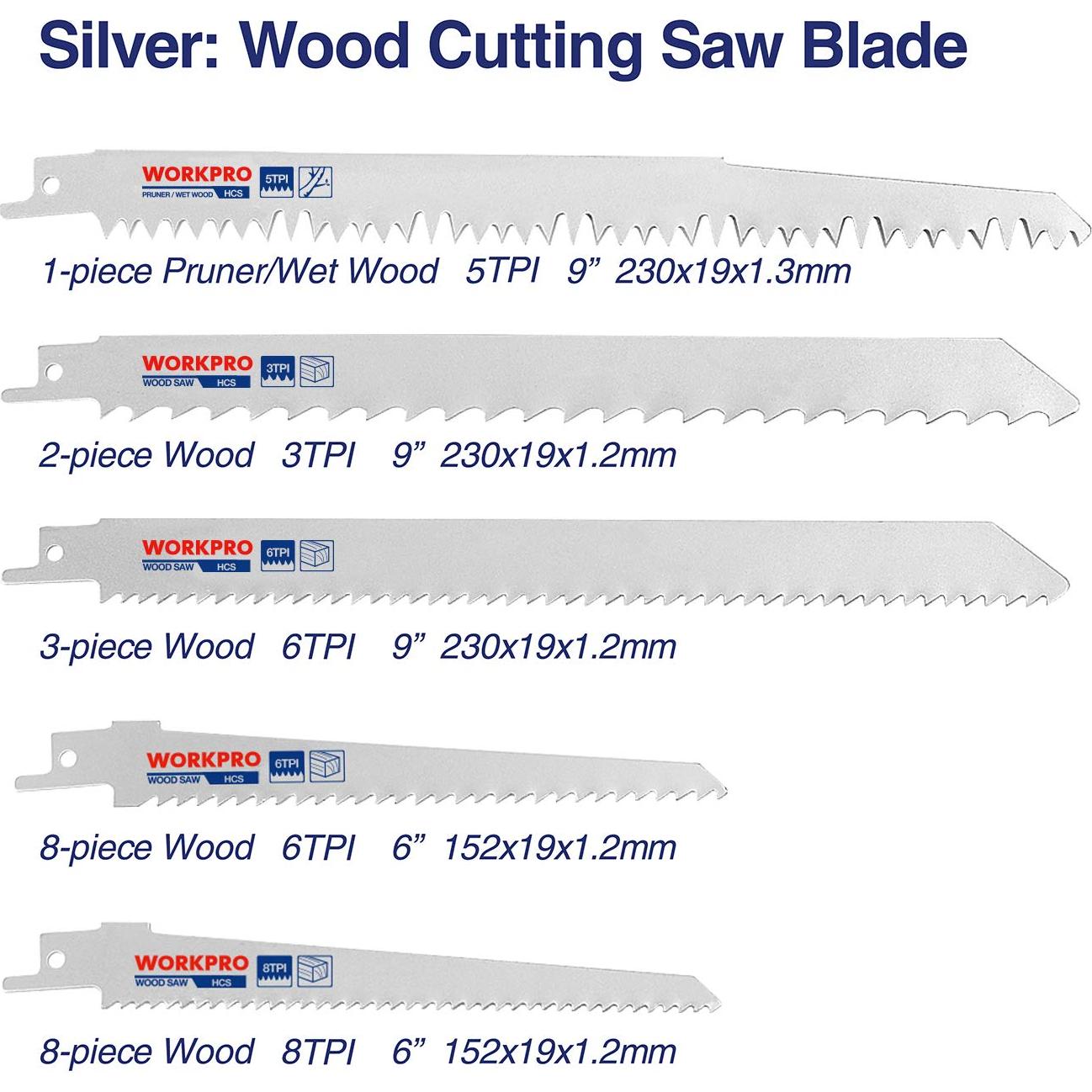 Set 32 Piezas Hojas Sierra Recíproca Workpro - Metal y Madera