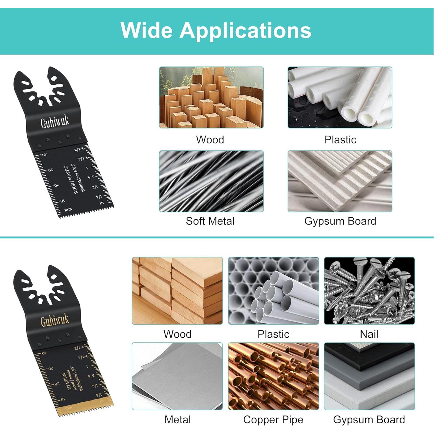 Kit 55 Cuchillas Oscilantes Guhiwuk para Madera y Metal