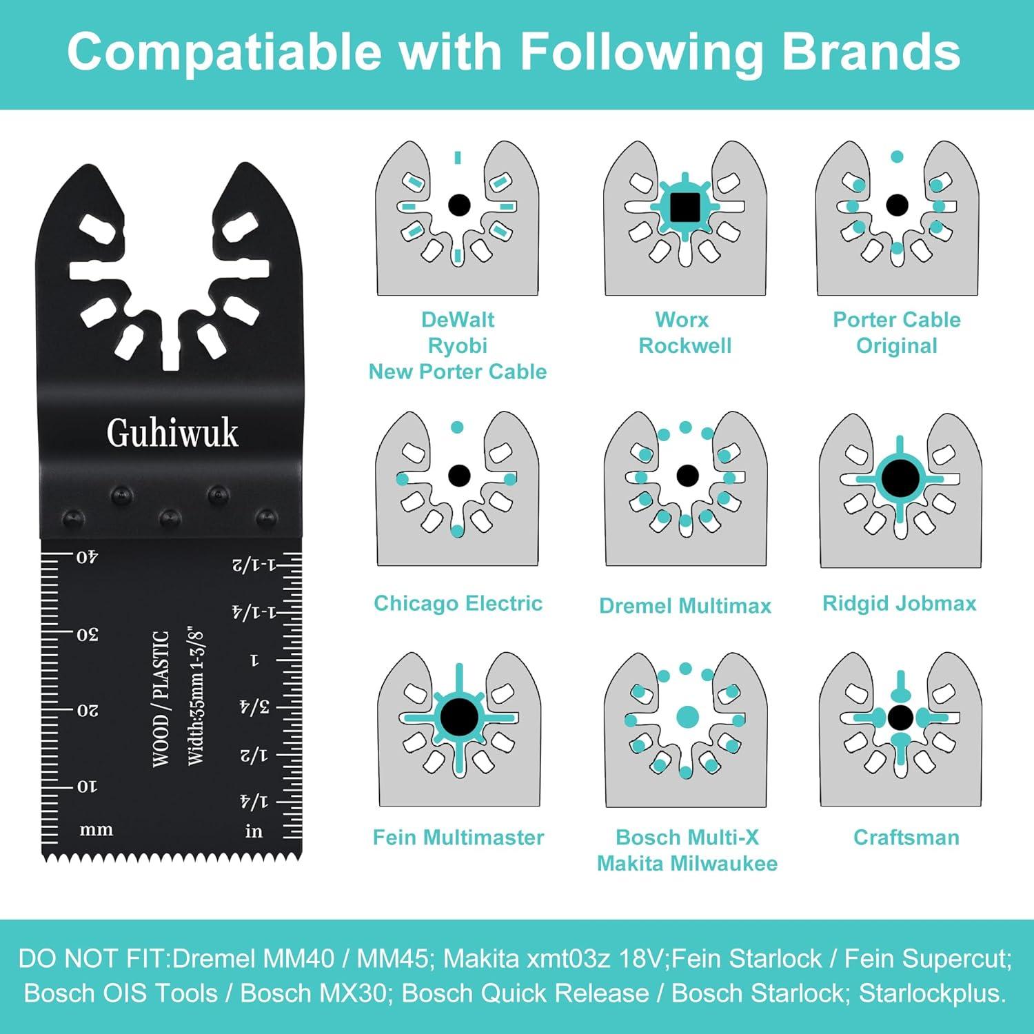 Kit 55 Cuchillas Oscilantes Guhiwuk para Madera y Metal