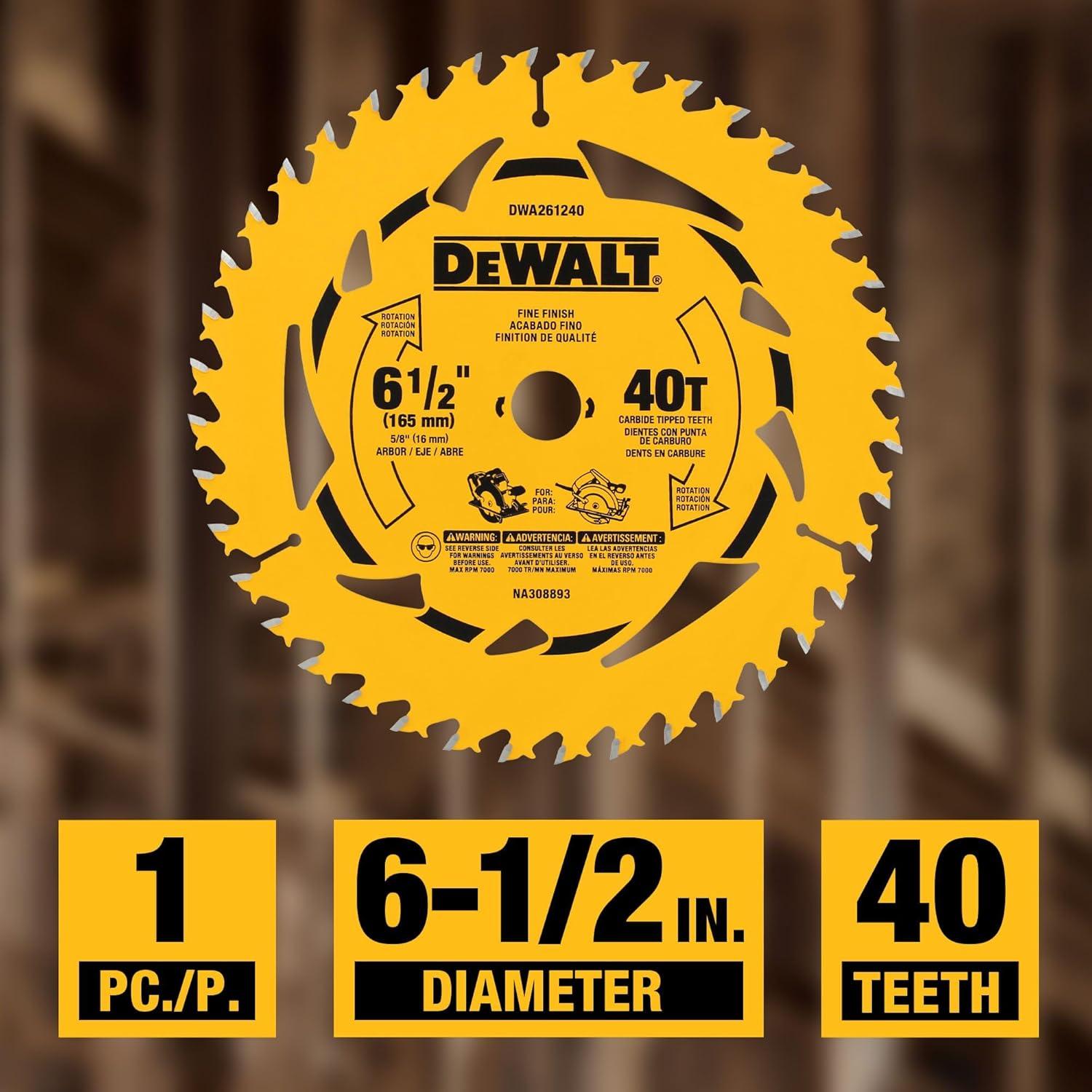 Hoja de sierra circular DEWALT 165 mm 40T DWA261240