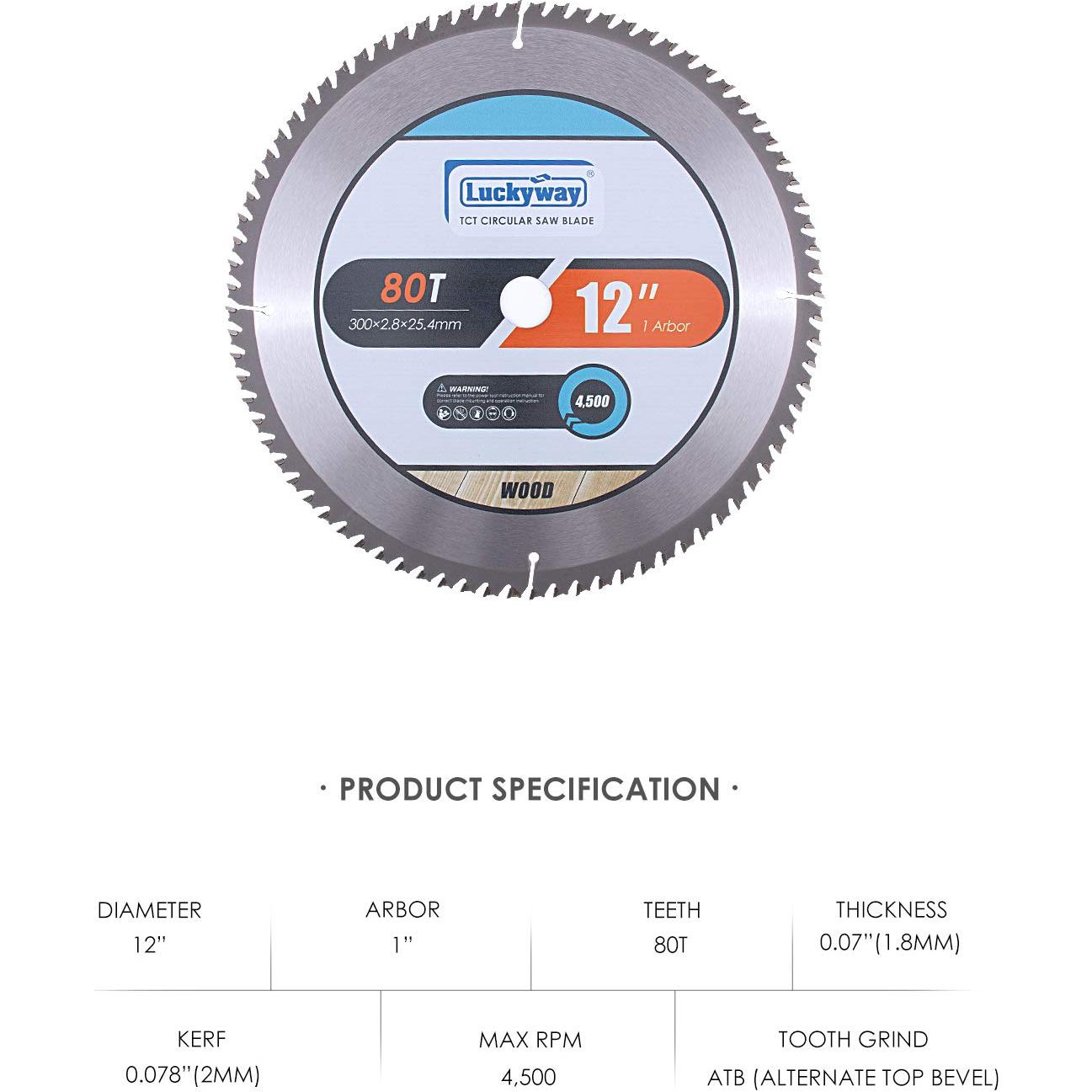 Hoja de sierra ingletadora Luckyway 30.5cm 80T TCT para madera