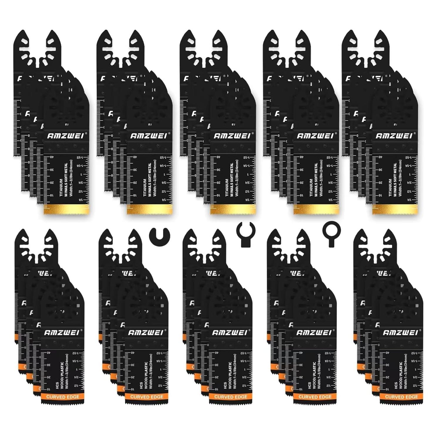 Juego de 50 Hojas Oscilantes AMZWEI para Metal y Madera