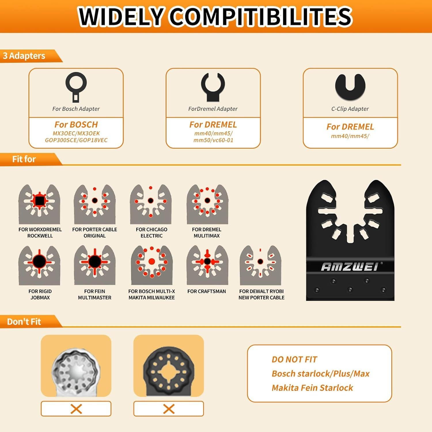 Juego de 50 Hojas Oscilantes AMZWEI para Metal y Madera